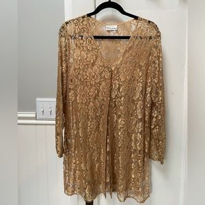 Gorgeous Adrian Jordan gold lace blouse